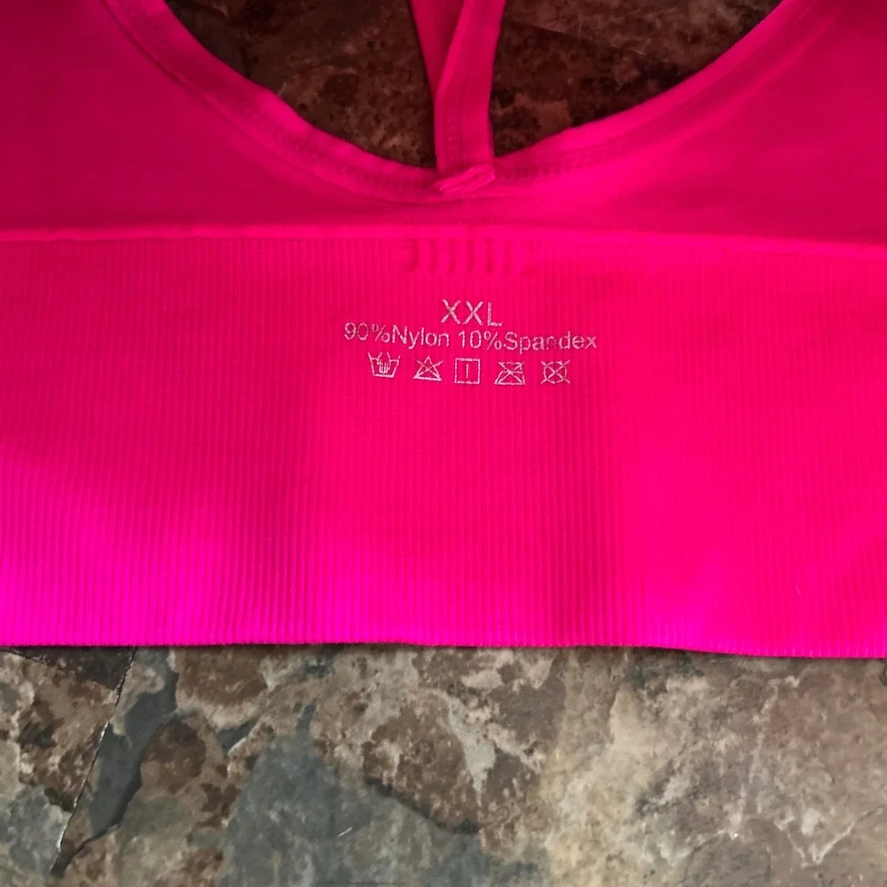 Wireless Sports Bra Womens Size XXL Pink Strappy Back Wirefree Stretchy